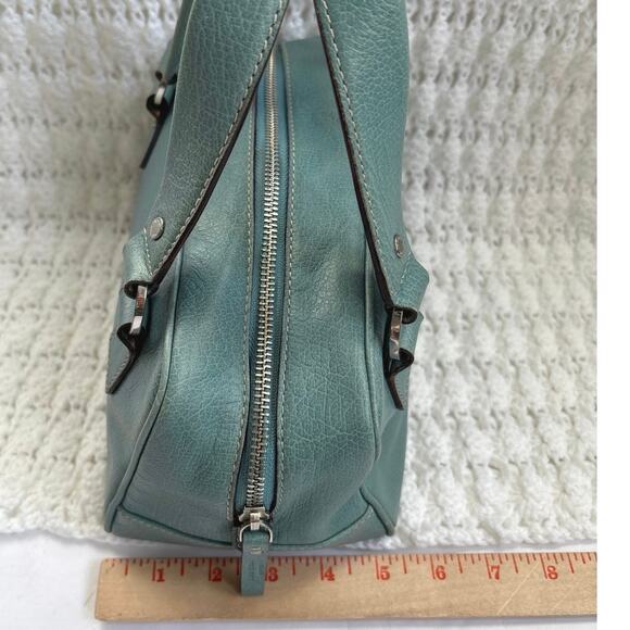 Kate Spade Double Handle Aqua Blue Pebbled Leather Hand Bog With Dust Bag - Picture 6 of 12